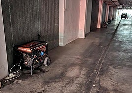 Generators at the entrances to garages in the Hacienda Riviera development.