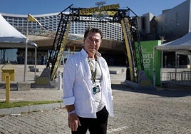 Javier Barberá in front of the Palacio de Ferias in Malaga.