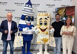 Councillors with the two mascots.