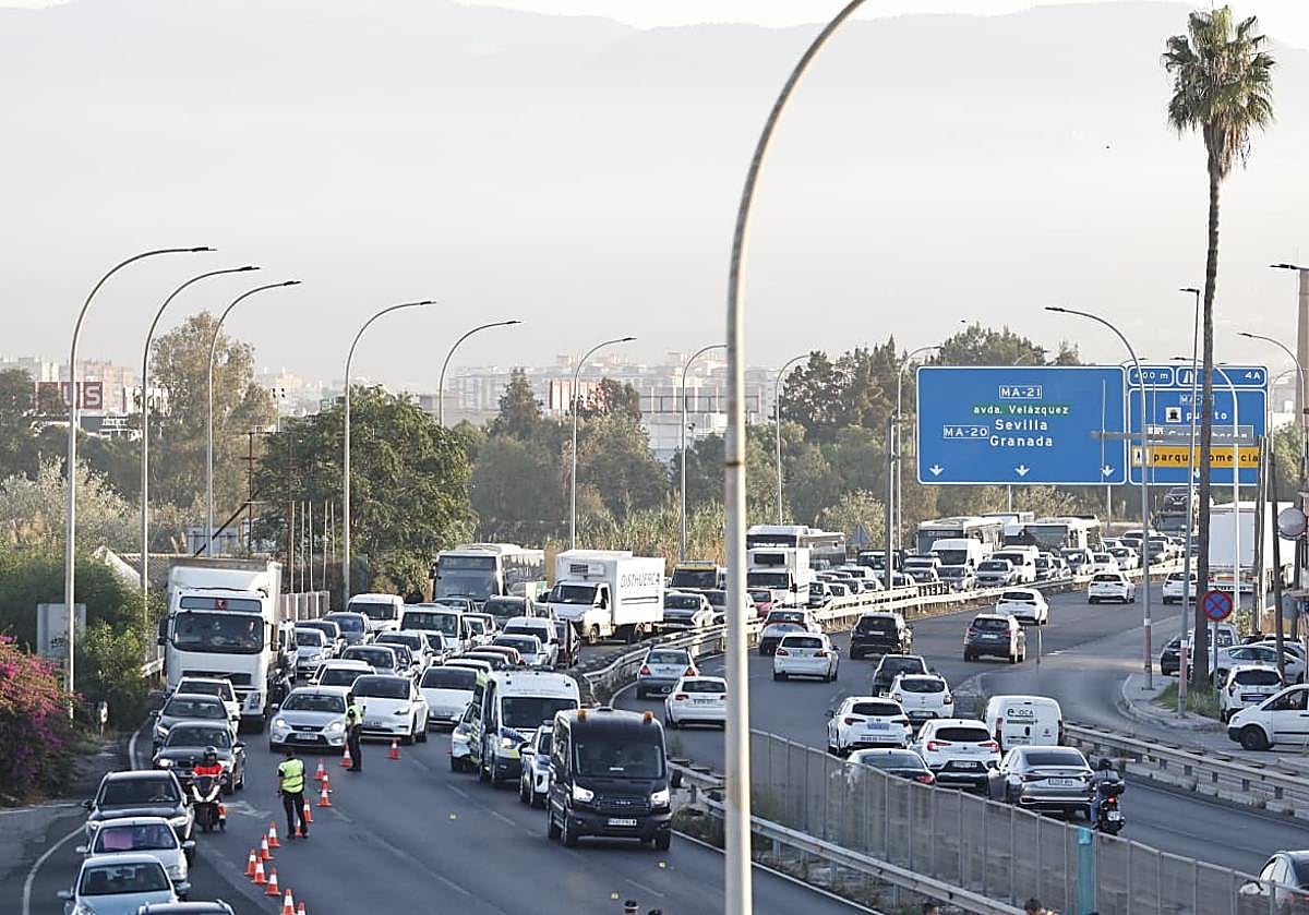 Traffic tailbacks in the area where the accident happened.