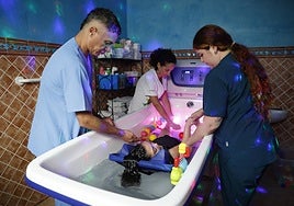 The hydrotherapy sessions are essential for Valentina's daily treatment and improvement.