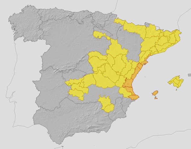 Severe weather warnings for Monday, 10 October 2025