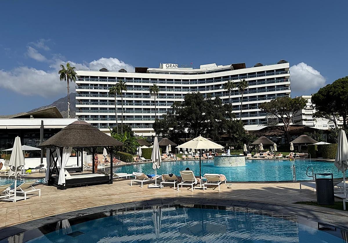 View of the pool area of the Meliá Don Pepe in Marbella.