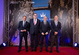 From left to right: director general of RTVA Juan de Dios Mellado, regional minister of tourism Arturo Bernal, president of the provincial authority Francisco Salado and former president of the provincial authority Elías Bendodo.