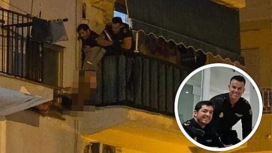 Heroic police officers bravely save man from plunging from Costa del Sol apartment block