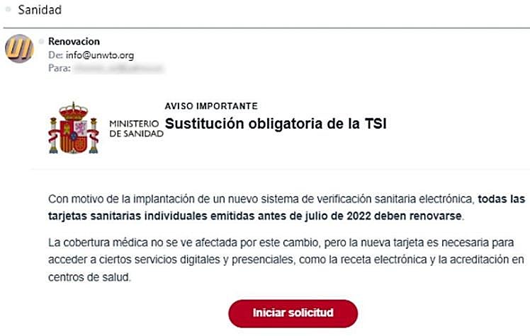 Image of the fraudulent email.