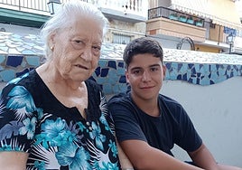 Miguel Ángel with his grandmother Lola.