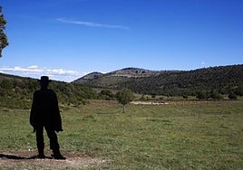 Eastwood's silhouette stands out against the most famous backdrop from Sergio Leone's film.