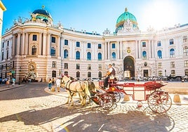 Hofburg Palace. Horse-drawn carriages are often seen in the city centre.