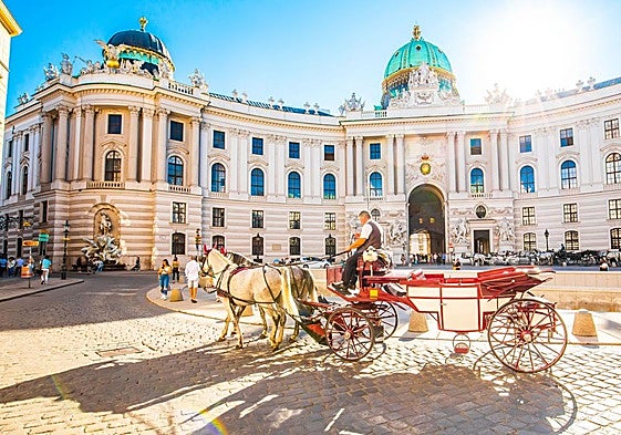 Hofburg Palace. Horse-drawn carriages are often seen in the city centre.