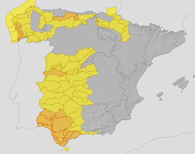 Aemet weather alerts for this Wednesday, 5 November 2025.