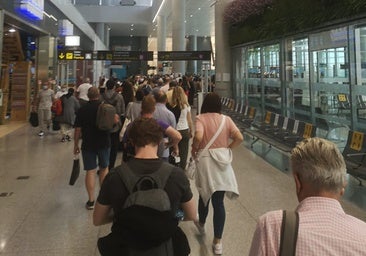 File photo of queues at border control at Malaga Airport.