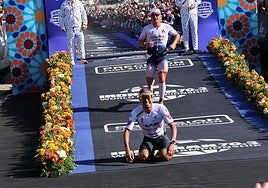 Geens after the crossing the finish line.