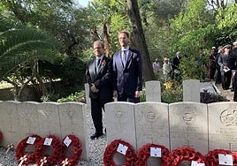 Minister John Cortes (l) with Ambassador to Morocco, Alex Pinfield (r).