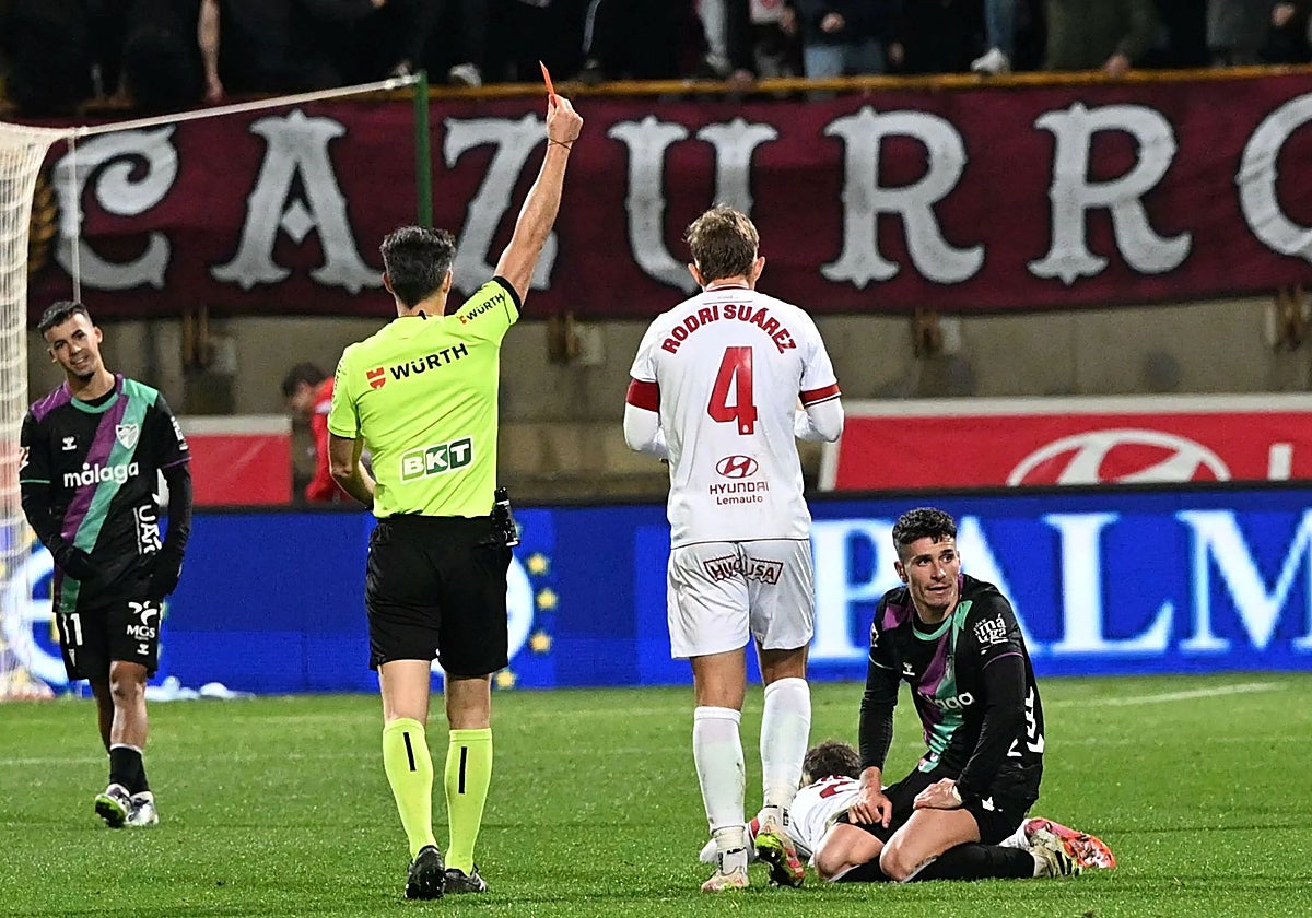 Malaga's Javi Montero was both responsible for the goal and later received a red card.