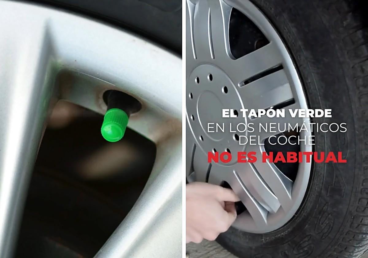 Why are green valve caps starting to appear on more car tyres in Spain?