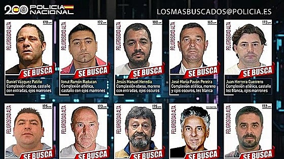 Murderers, paedophiles, drug traffickers... these are the profiles of the 'most wanted' criminals in Spain