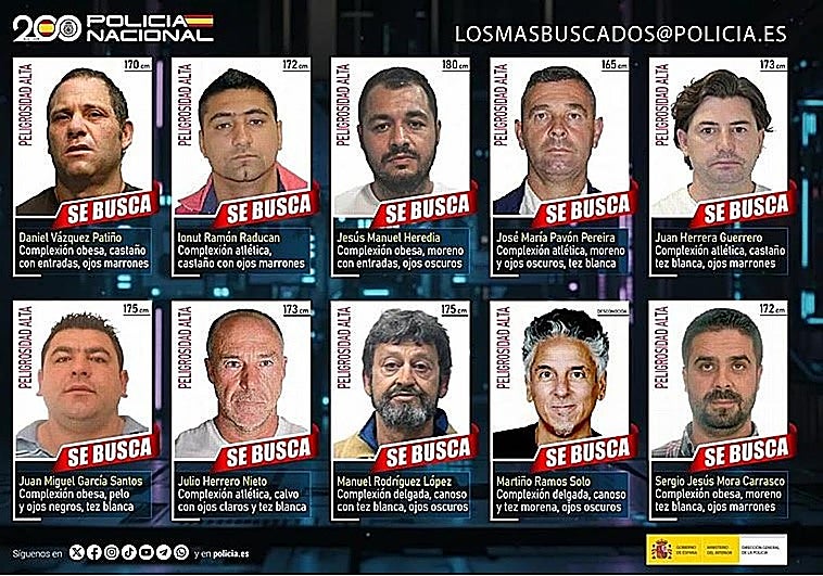 Murderers, paedophiles, drug traffickers... these are the profiles of the 'most wanted' criminals in Spain
