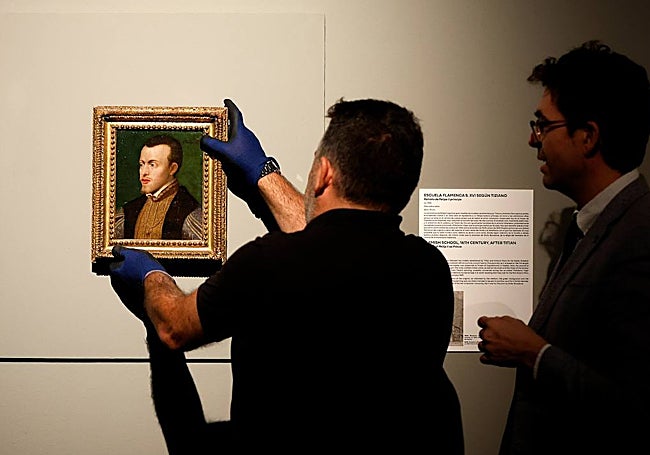 Imagen principal - The young Philip the second, the work Saint Michael Vanquishing the Devil with partially obliterated signature and portrait of Charles V. 