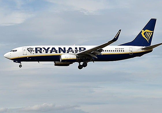 Image of one of the aircraft in the Ryanair fleet.