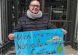 Jesús Ruiz outside the Teatro Real in Madrid, the venue for the Christmas lottery draw.