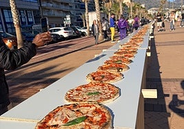 Some of the pizzas made to break the record.