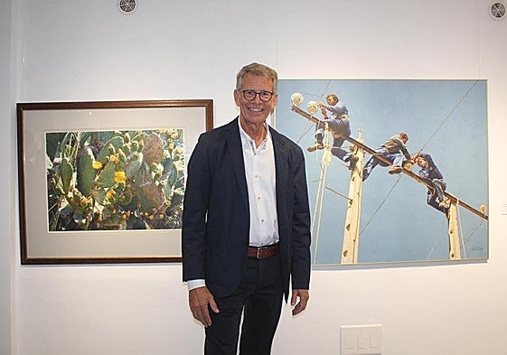 The Danish artist's son at the opening of the exhibition in Mijas.