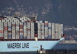 A container ship calling at the port of Algeciras in Cadiz.