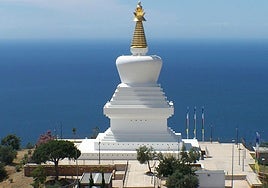 Aerial image of the Illumination Stupa in Benalmádena.