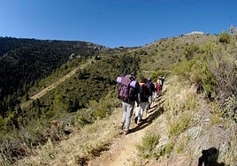 Hikers walk along one of the routes in the Sierra de las Nieves.