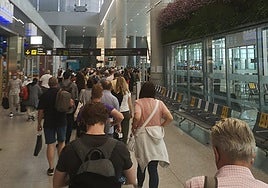 File image of a queue of passengers at passport control.