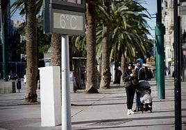 Rare photo of a thermometer in Malaga city centre showing 6C.