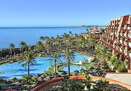 View of one of the swimming pool areas of the beachfront complex.