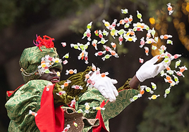 Mansour Konte as Balthazar, during Malaga city's January 2025 Three Kings parade.