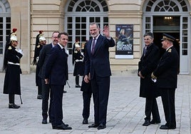 King of Spain visits Versailles with Macron