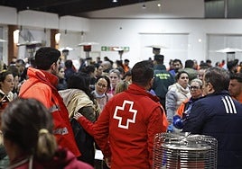 Passengers from the trains involved in the Adamuz accident receive staff and Red Cross attention.
