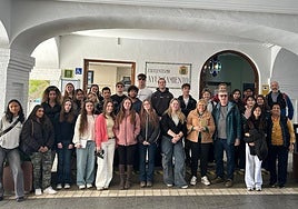 Students and staff rom Royal Holloway with councillor Ana María Muñoz at Nerja town hall.