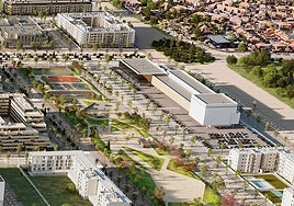 Initial recreation of the planned shopping centre on the grounds of Cortijo Merino.