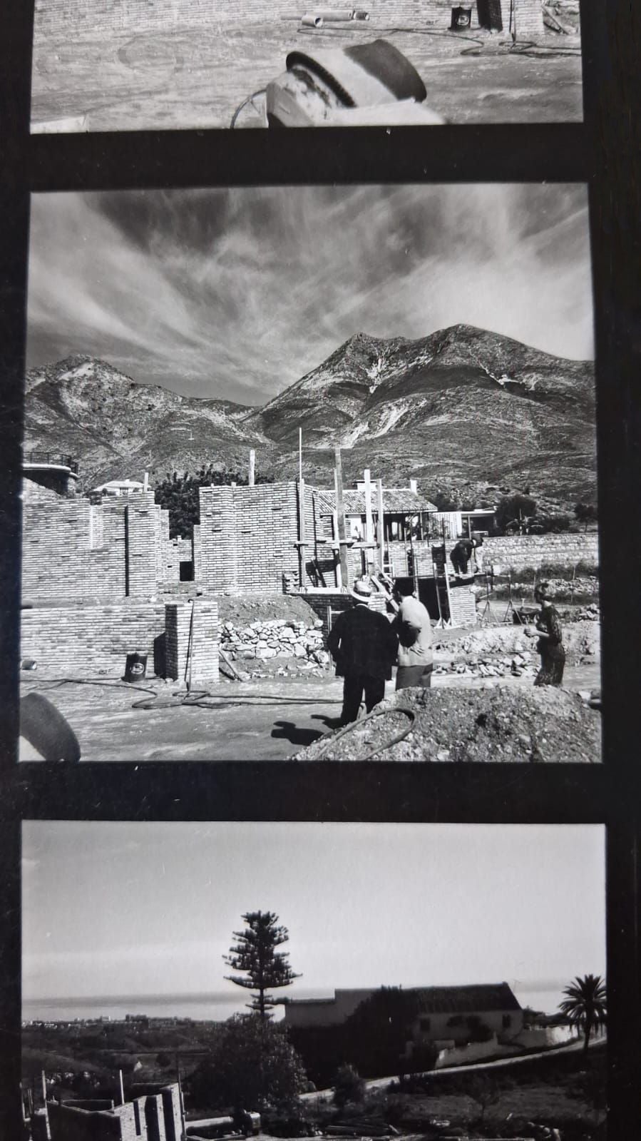 Observing the progress of construction work at Rancho Domingo, in the 70s.