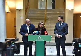 Patricia Navarro and Jesús Lupiañéz at Vélez-Málaga town hall on Thursday.