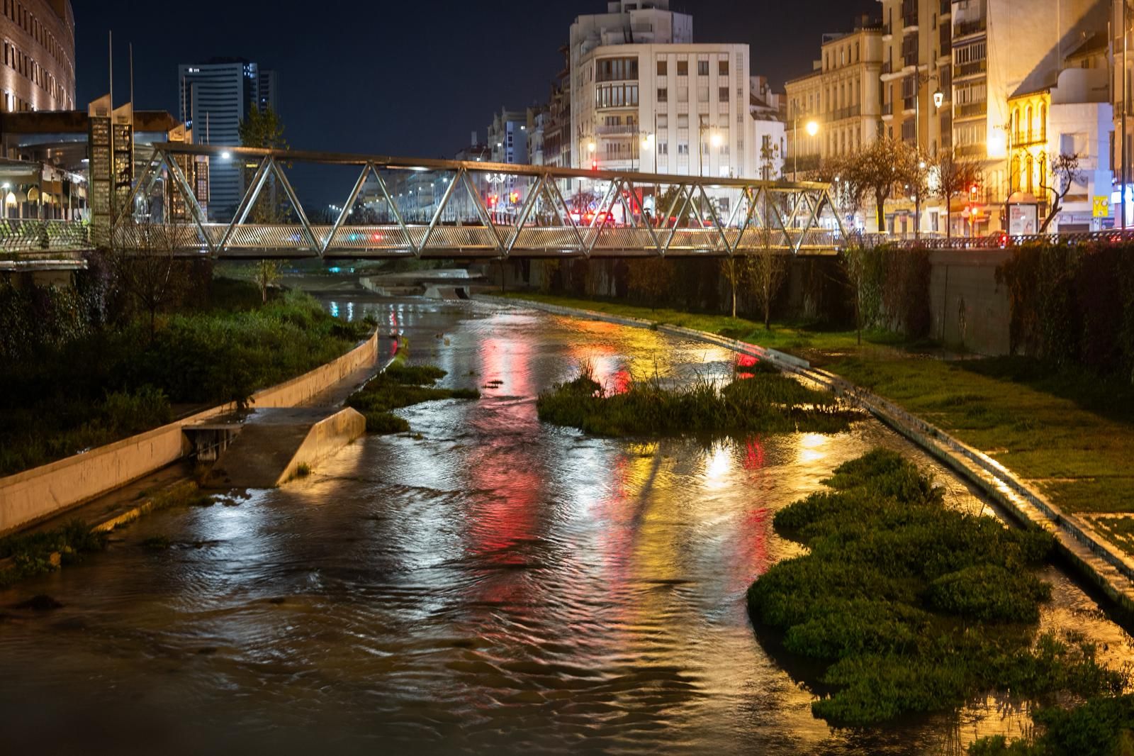 The normally dry river bed in Malaga city.