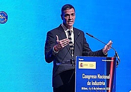 Spain's Prime Minister Pedro Sánchez during the closing ceremony of the national industry convention in Bilbao.
