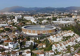 Aerial view of the Marbella Arena complex in Puerto Banús.