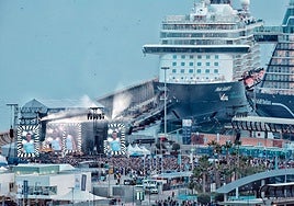 Robbie Williams sponsored the christening of the Mein Schiff Relax with a concert.