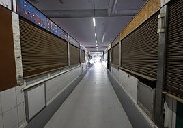 Photo of the central aisle of the Huelin market, the second largest in Malaga.