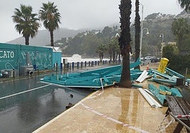 A beach in Almuñécar during one of this year's storms