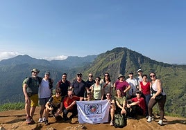 A photo of the group of tourists who are now in Oman after a holiday in Sri Lanka.