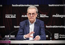 Malaga Film Festival director Juan Antonio Vigar speaking during the press conference on Tuesday.
