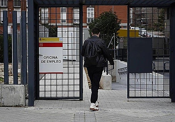A visitor entering an employment office.