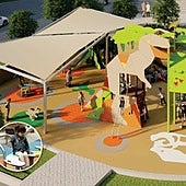 Recreation of the children's playground planned for the public square on the site of Ronda's current bus station.